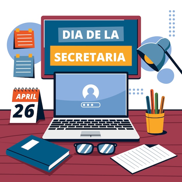 Ilustración plana para la celebración del día de la secretaria.