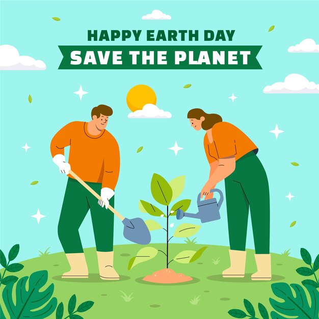 Ilustración plana para la celebración del día de la tierra