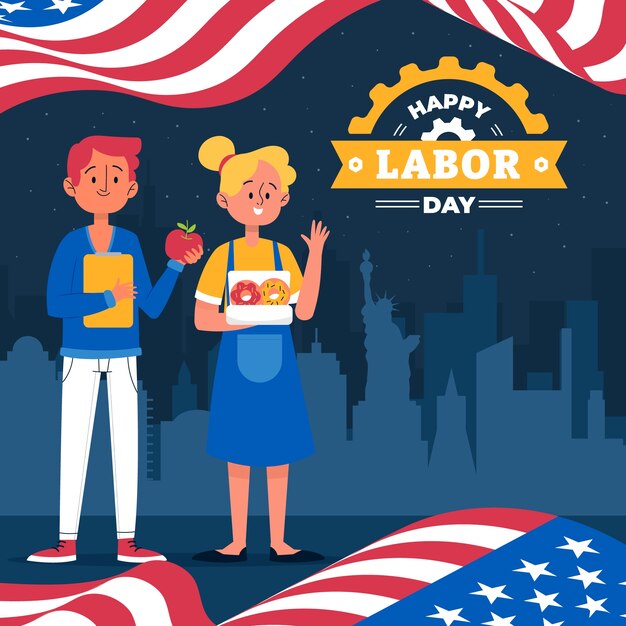Ilustración plana para la celebración del día del trabajo.