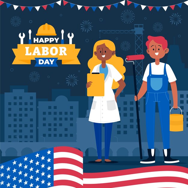 Ilustración plana para la celebración del día del trabajo.