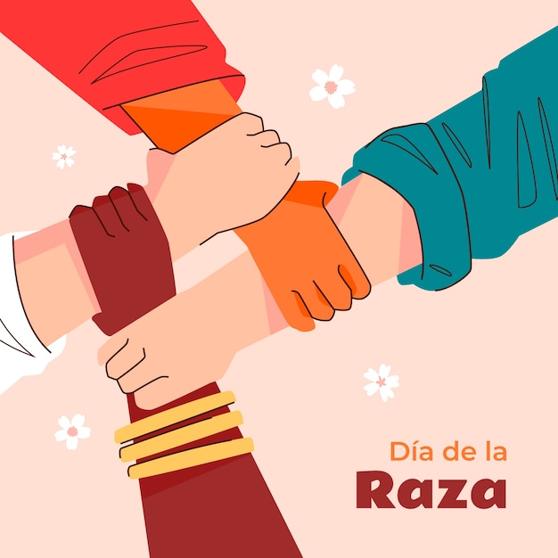 Ilustración plana para la celebración española del dia de la raza