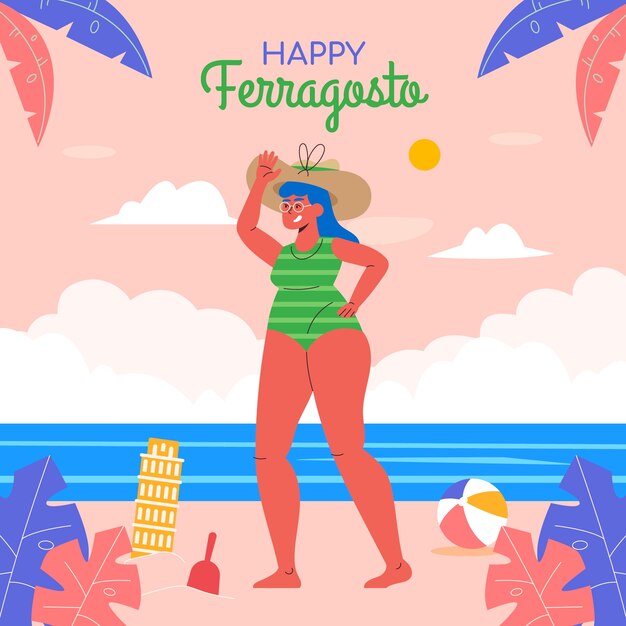 Ilustración plana para la celebración del ferragosto italiano