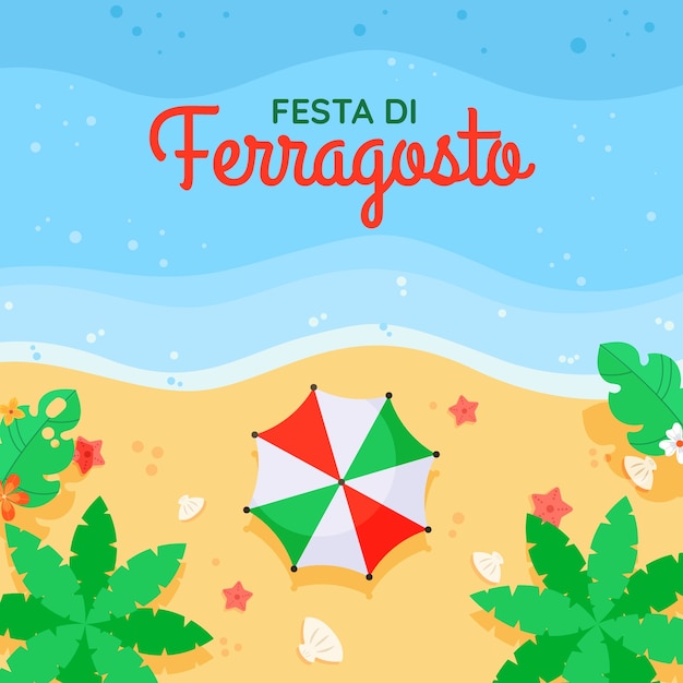 Ilustración plana para la celebración del ferragosto italiano