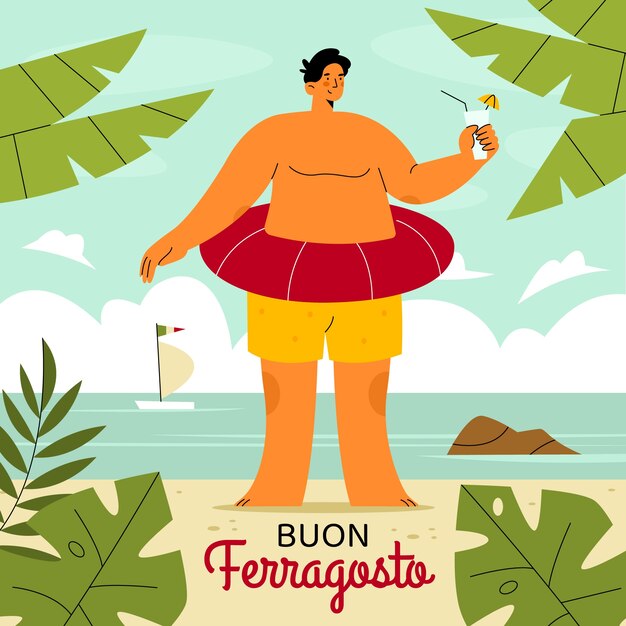 Ilustración plana para celebración de ferragosto