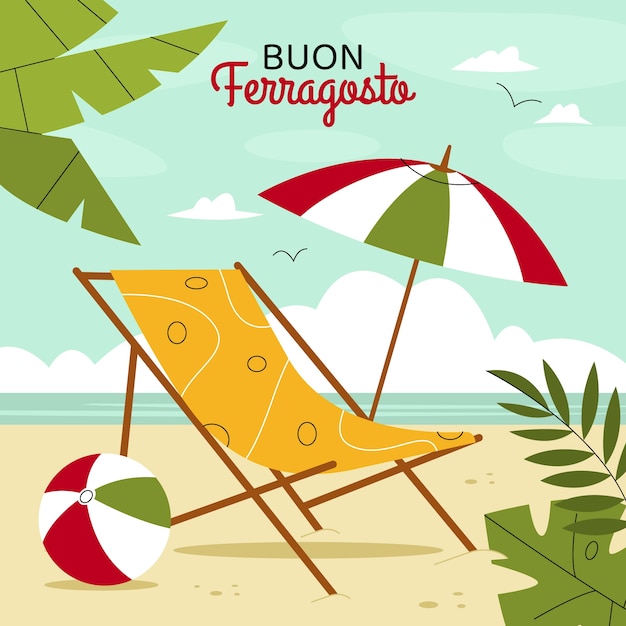 Ilustración plana para celebración de ferragosto