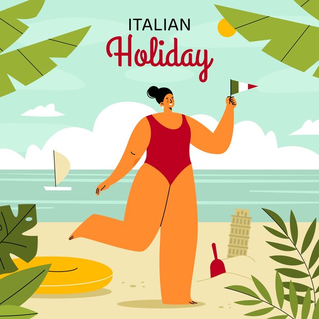 Ilustración plana para celebración de ferragosto