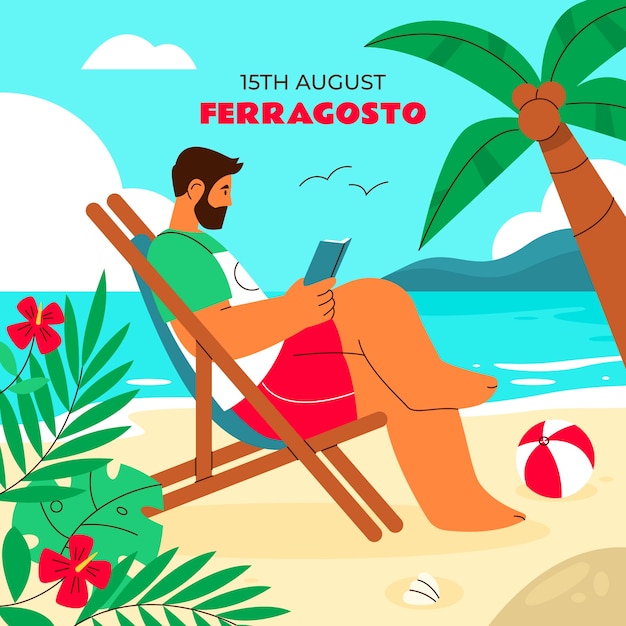 Vector gratuito ilustración plana para celebración de ferragosto