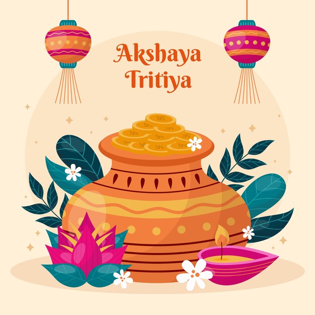 Vector gratuito ilustración plana para la celebración del festival akshaya tritiya