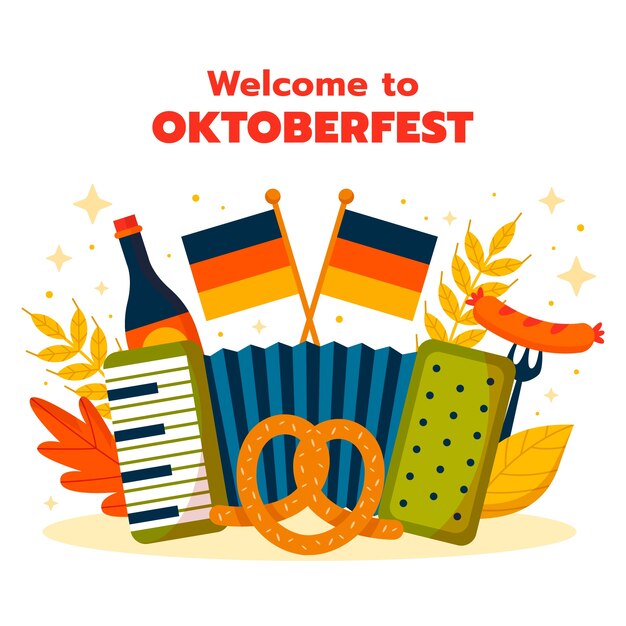 Ilustración plana para la celebración del festival de la cerveza oktoberfest