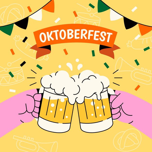 Ilustración plana para la celebración del festival de la cerveza oktoberfest