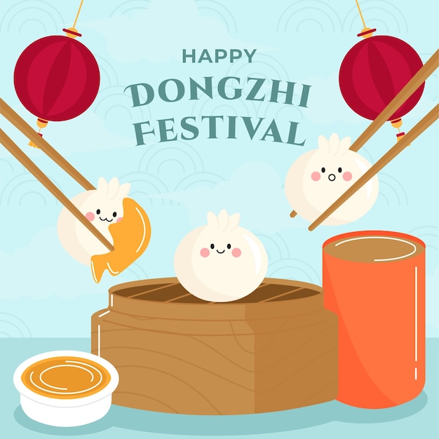 Vector gratuito ilustración plana para la celebración del festival chino dongzhi