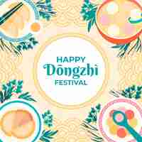 Vector gratuito ilustración plana para la celebración del festival dongzhi con tang yuan y bolas de masa