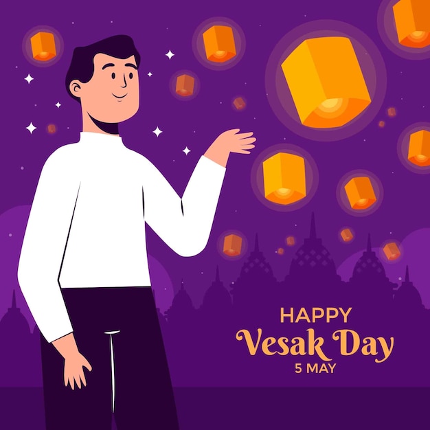 Ilustración plana para la celebración del festival vesak