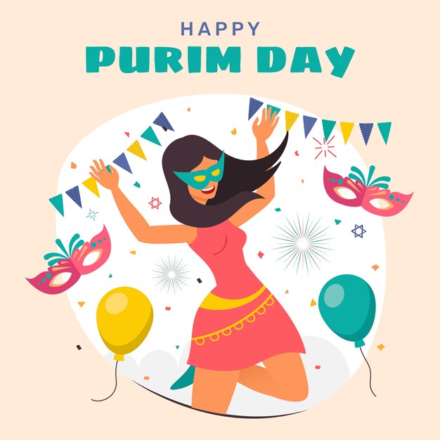 Vector gratuito ilustración plana para la celebración de la festividad de purim