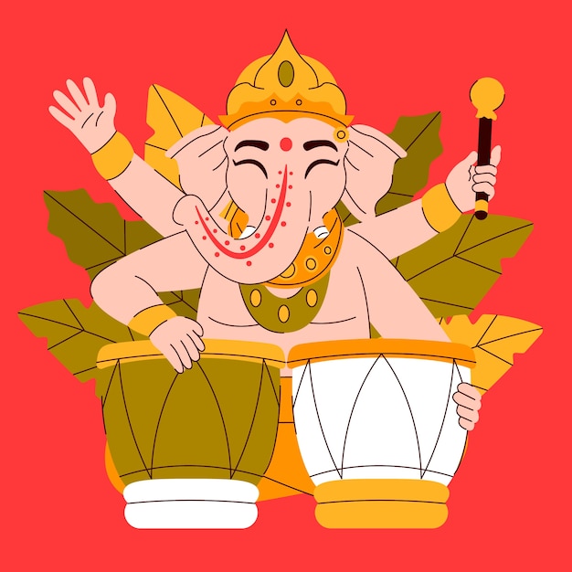 Ilustración plana para la celebración de ganesh chaturthi