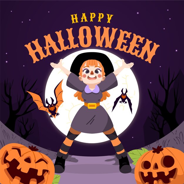 Ilustración plana para la celebración de halloween