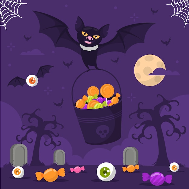 Ilustración plana para la celebración de halloween