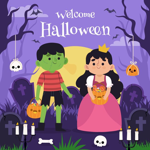 Ilustración plana de celebración de halloween