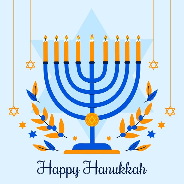 Ilustración plana para la celebración de hanukkah