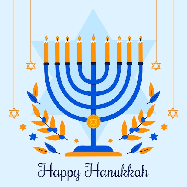Ilustración plana para la celebración de hanukkah