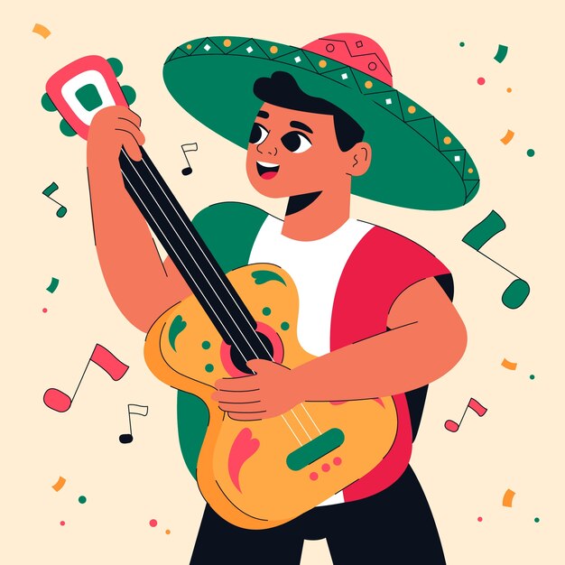 Ilustración plana para la celebración de la independencia de méxico