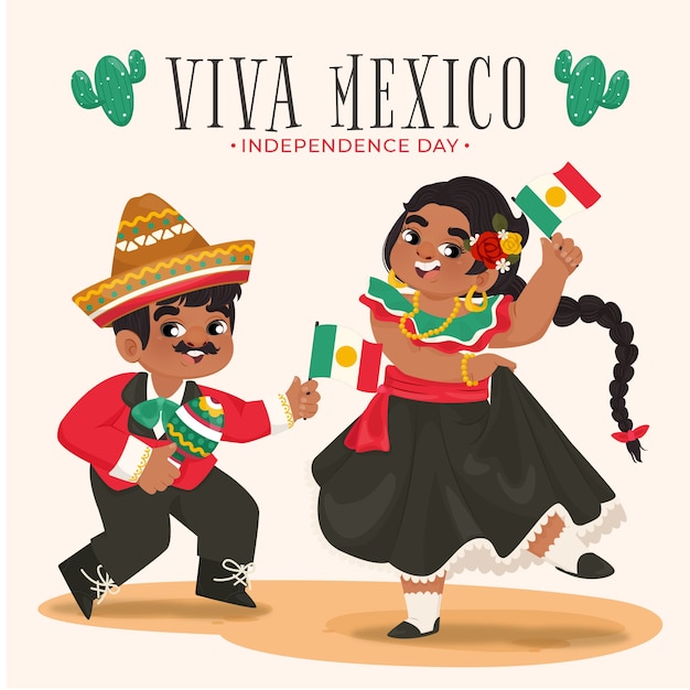 Vector gratuito ilustración plana para la celebración de la independencia de méxico