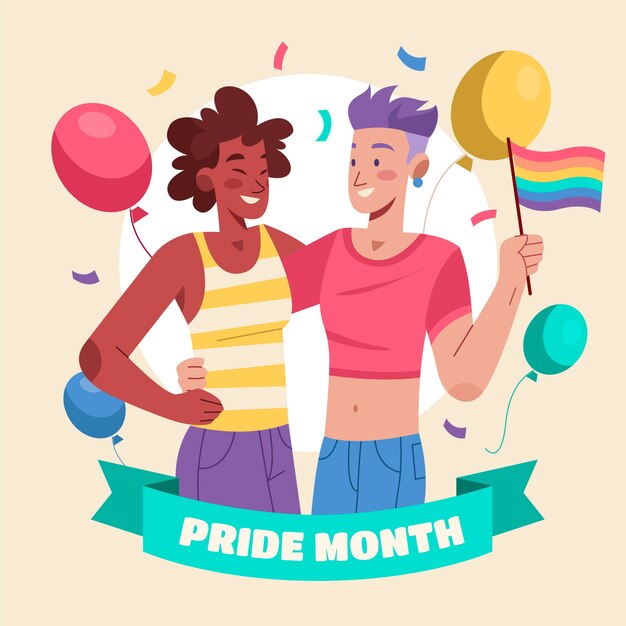 Ilustración plana para la celebración del mes del orgullo