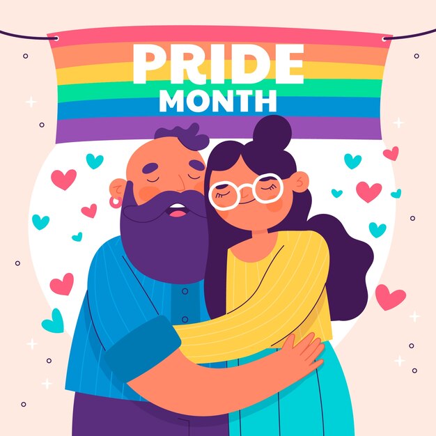 Ilustración plana para la celebración del mes del orgullo