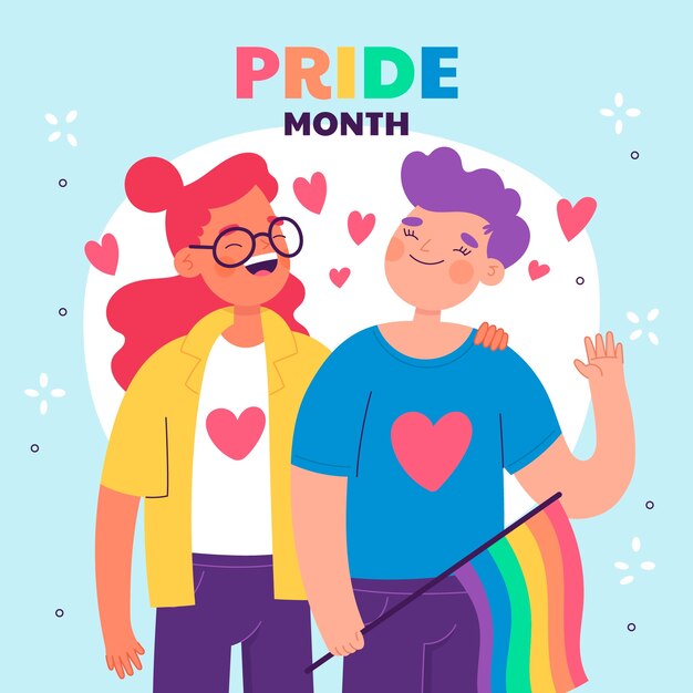 Ilustración plana para la celebración del mes del orgullo