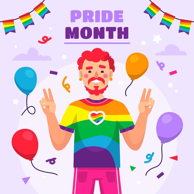 Ilustración plana para la celebración del mes del orgullo