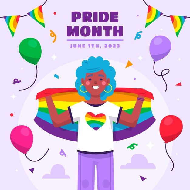 Ilustración plana para la celebración del mes del orgullo