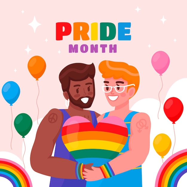 Ilustración plana para la celebración del mes del orgullo