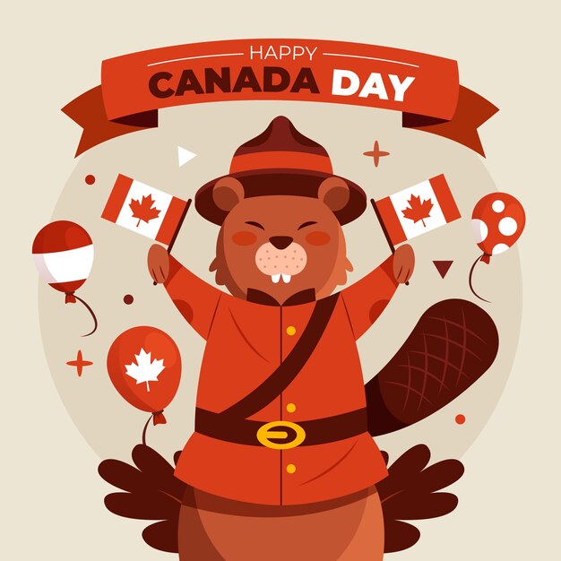 Ilustración plana para la celebración navideña del día de canadá