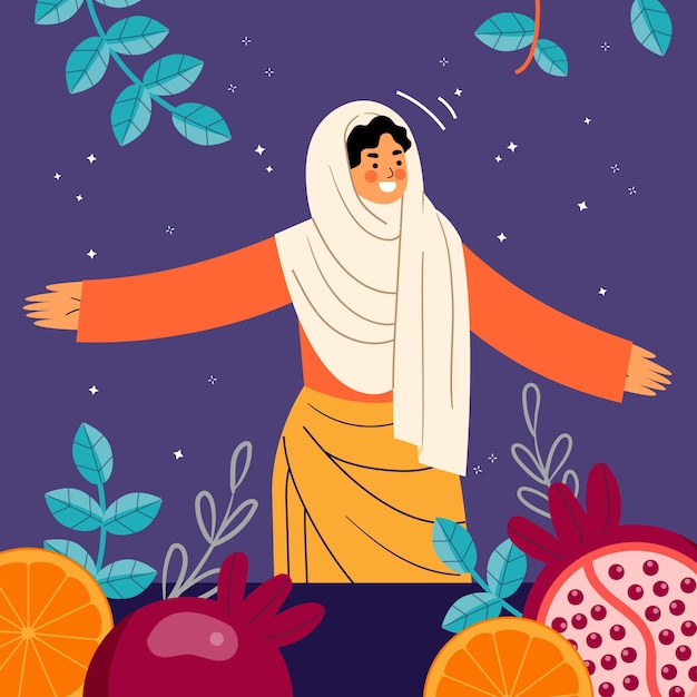 Vector gratuito ilustración plana para la celebración de la noche de yalda.