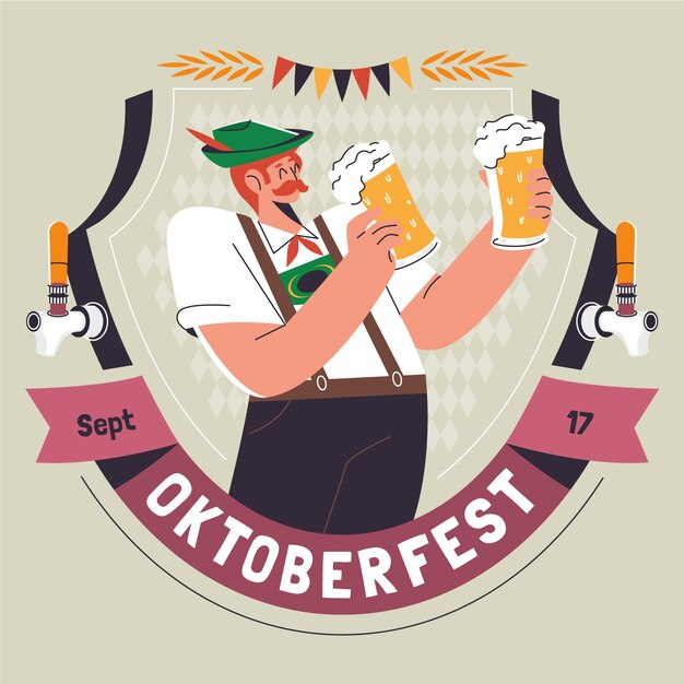 Ilustración plana de celebración de oktoberfest