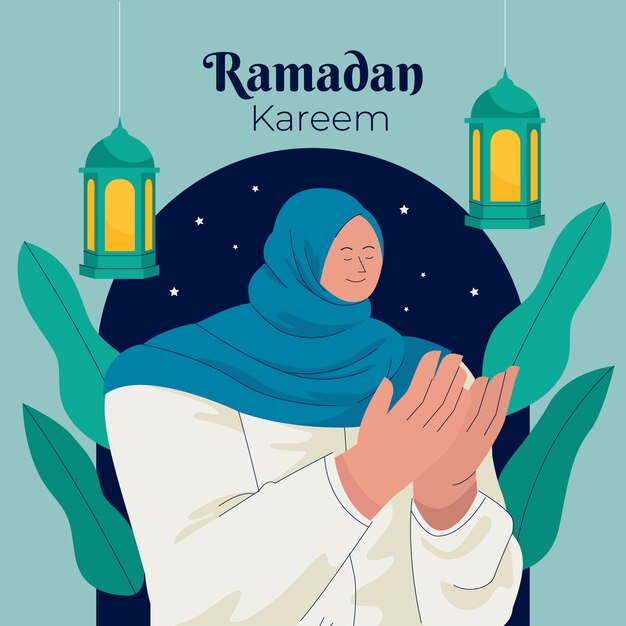 Ilustración plana para la celebración del ramadán islámico