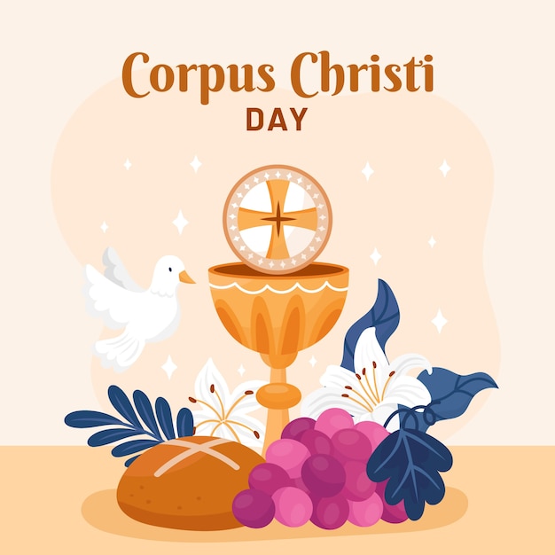 Ilustración plana para la celebración religiosa del corpus christi