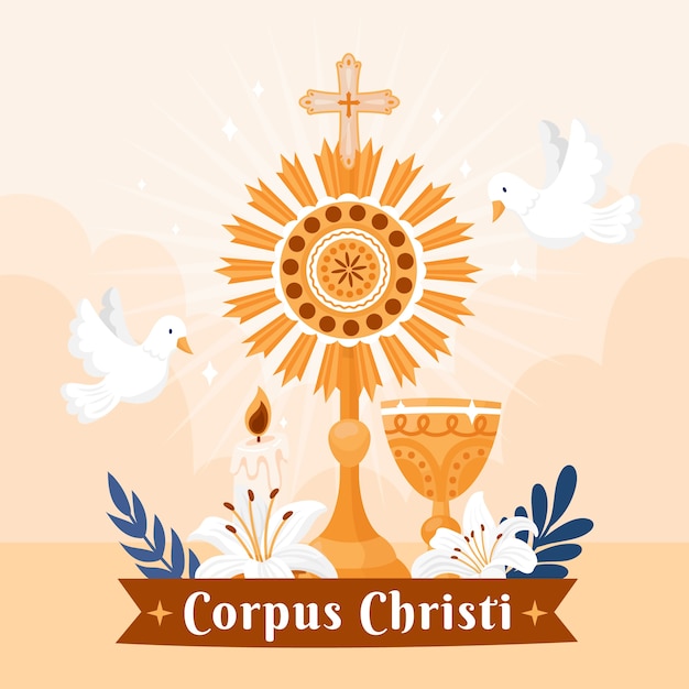 Ilustración plana para la celebración religiosa del corpus christi