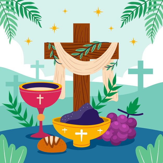 Ilustración plana para la celebración religiosa del miércoles de ceniza