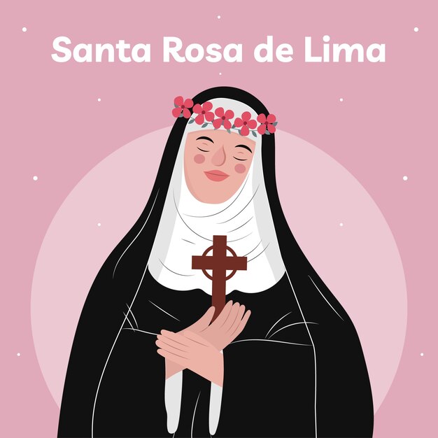 Vector gratuito ilustración plana para la celebración religiosa de santa rosa de lima.