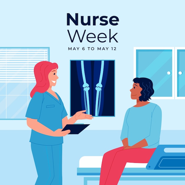 Vector gratuito ilustración plana para la celebración de la semana nacional de las enfermeras