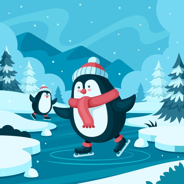 Ilustración plana para la celebración de la temporada de invierno.