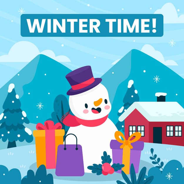 Ilustración plana para la celebración de la temporada de invierno.