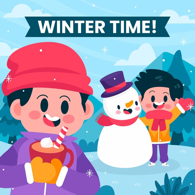 Ilustración plana para la celebración de la temporada de invierno.