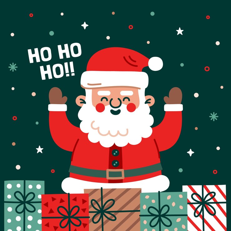 Vector gratuito ilustración plana para la celebración de la temporada navideña con dibujos animados de santa claus