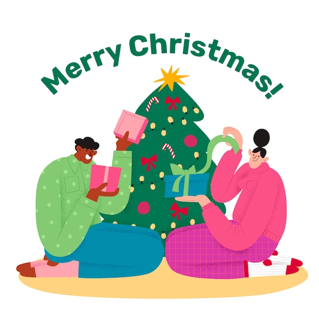 Vector gratuito ilustración plana para la celebración de la temporada navideña.