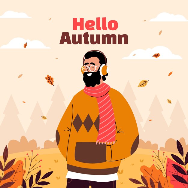 Ilustración plana para la celebración de la temporada de otoño