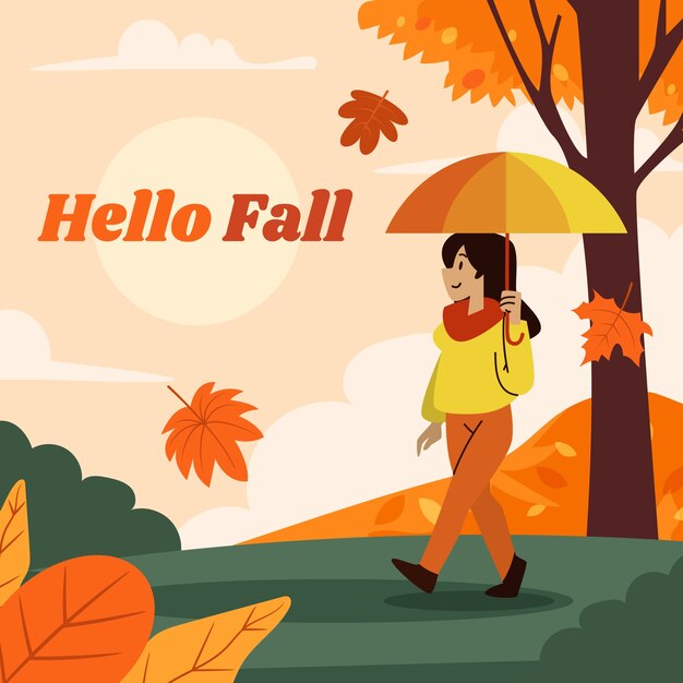 Ilustración plana para la celebración de la temporada de otoño.