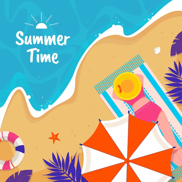 Ilustración plana para la celebración de la temporada de verano.
