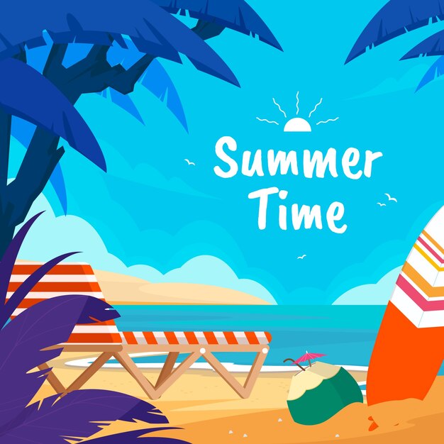 Ilustración plana para la celebración de la temporada de verano.